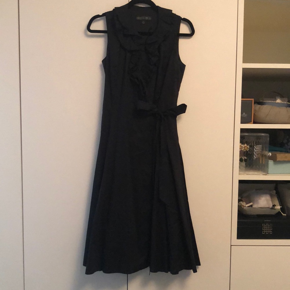 LAFAYETTE 148 Petite 6 Black Cotton Wrap Dress